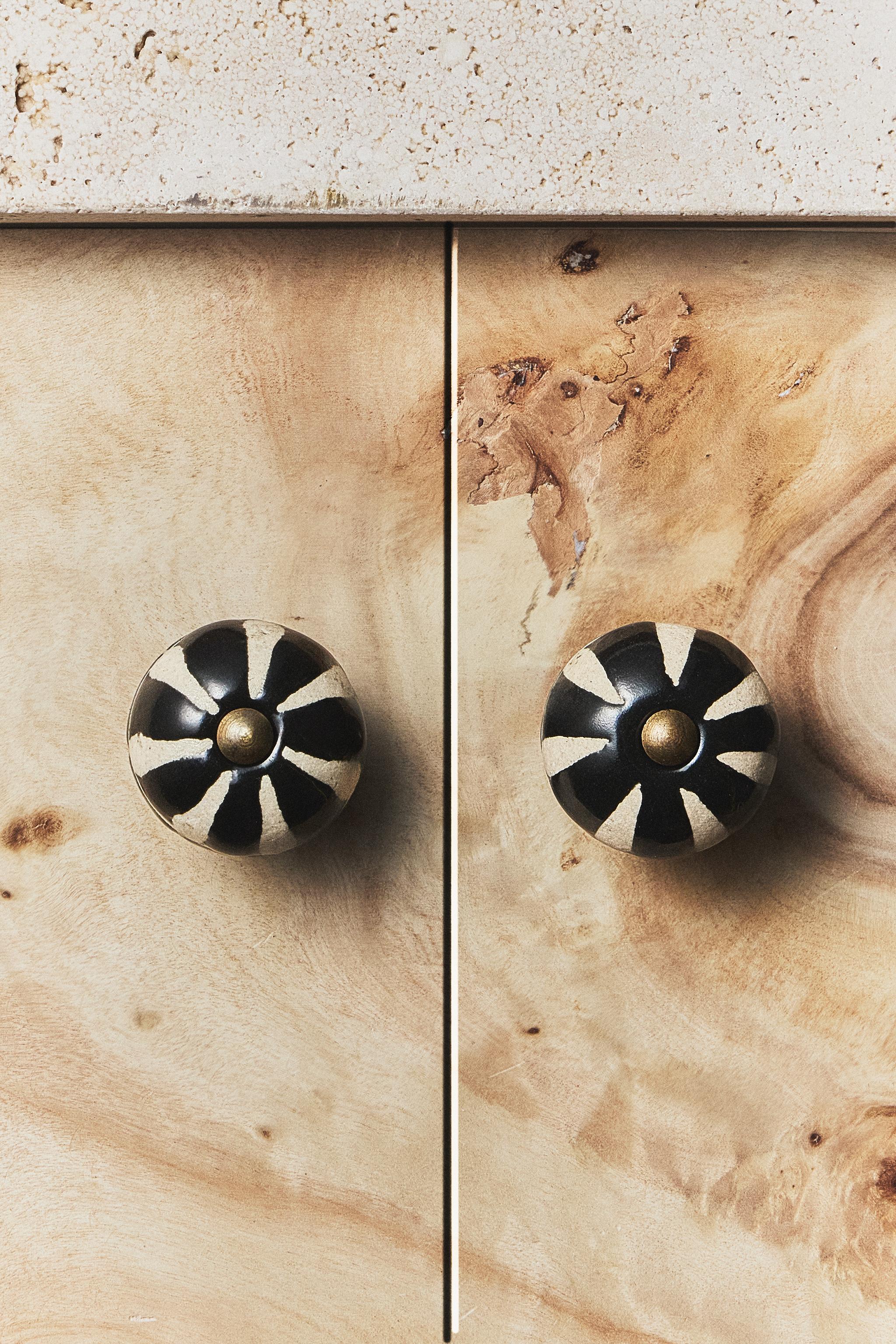 LOT DE BOUTONS MEUBLE CÉRAMIQUE RAYURES (LOT DE 2)